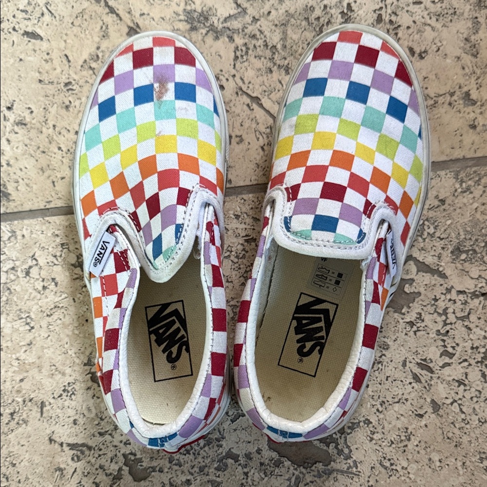 Vans Kids Multicolor Checkerboard Slip-On Sneakers size 13